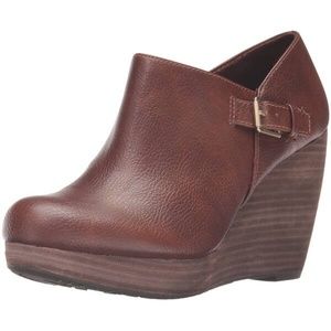 Dr Scholls Honor Memory Foam Brown Zip Wedge Ankle